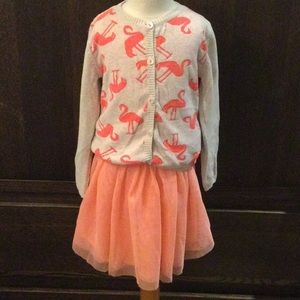 Outfit: H &M Skirt and Mexx Flamingo Cardigan